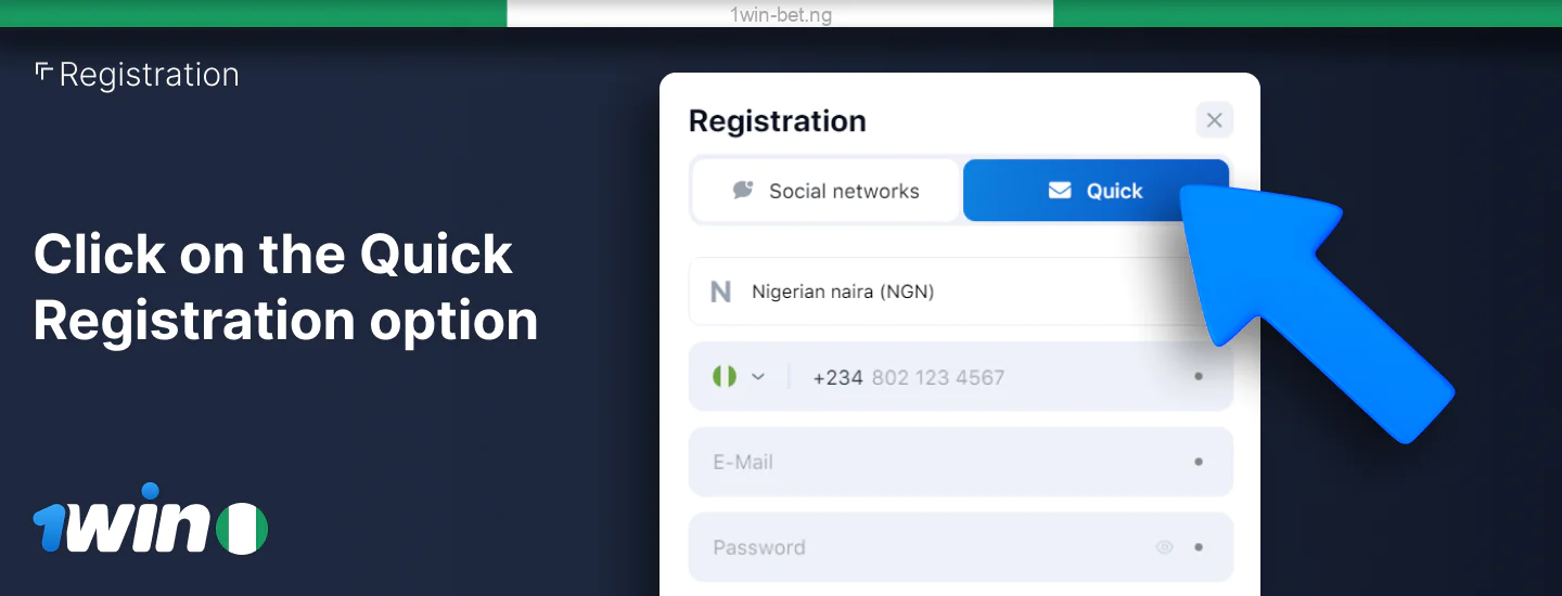 1win Nigeria Select Quick Registration