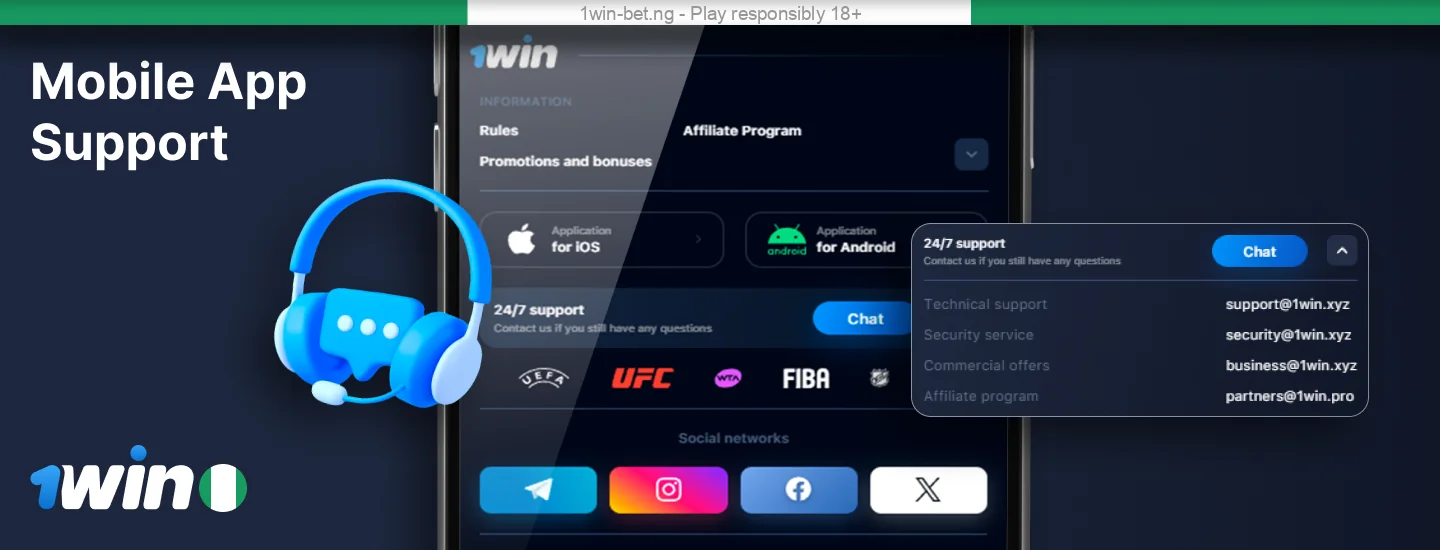 Support for 1win Nigeria app