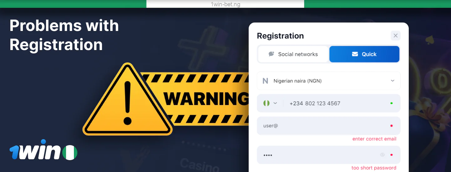 Problems with registration in 1win Nigeria