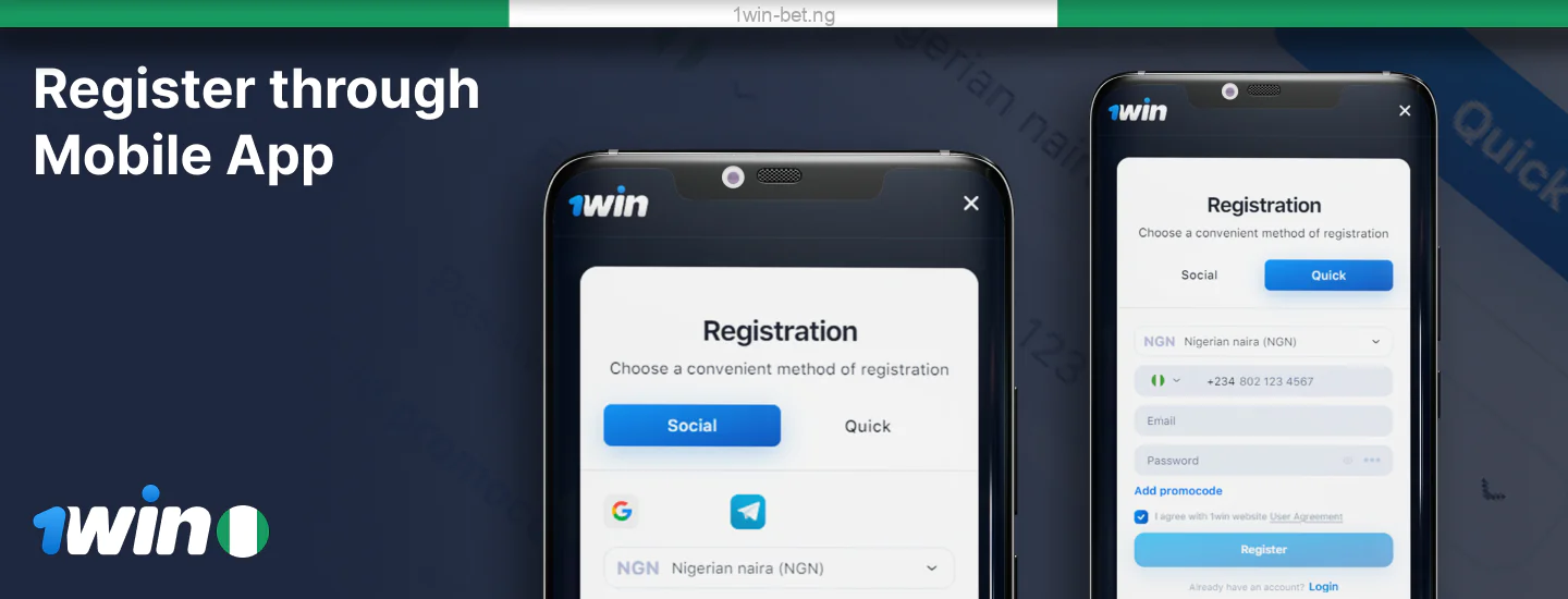 Registration in the 1win Nigeria app
