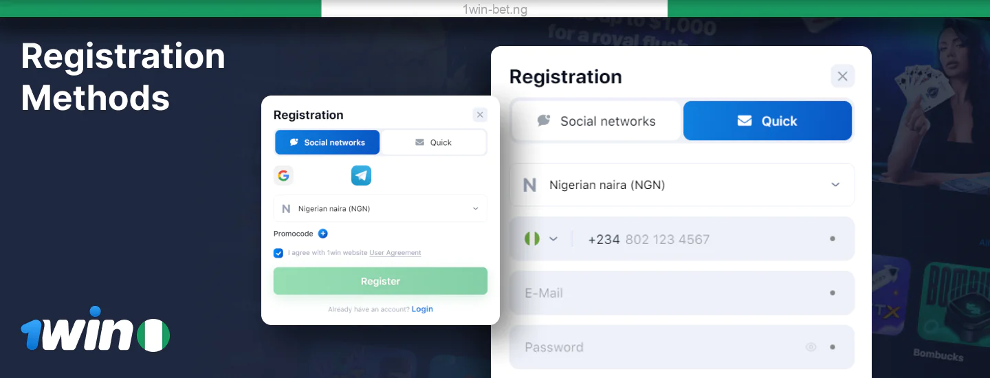 Ways to register with 1win Nigeria