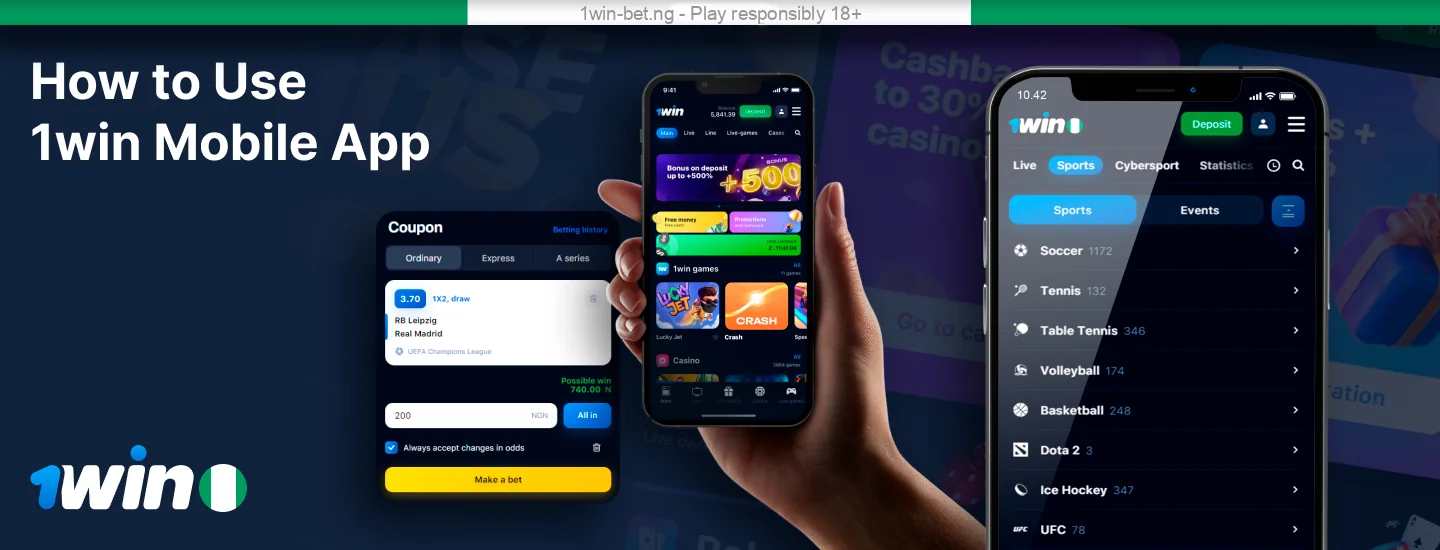 Using the 1win Nigeria mobile app